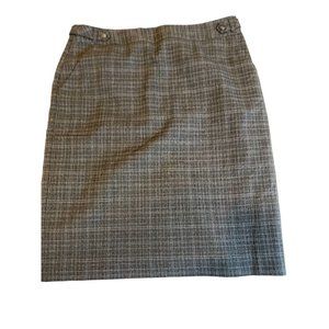 Van Heusen Womens Check Straight & Pencil Skirt Stretch Flat Front Black Size 6
